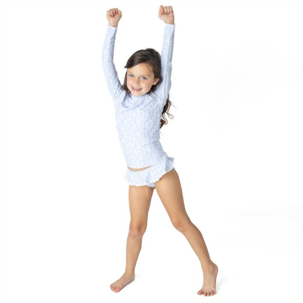 NEW SHADE CRITTERS girl's rashguard swim set in coastal gardens